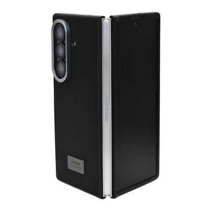 Samsung Galaxy Z Fold7 Dotted Vegan Leather Case Slim Cover with Metal Camera Protection - Black