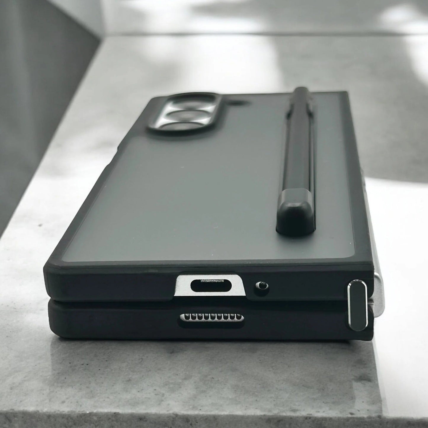 Samsung Galaxy Z Fold7 S-Pen Case, Smoky Anti-Fingerprint Hybrid Case with Hinge Protection S-Pen Cover