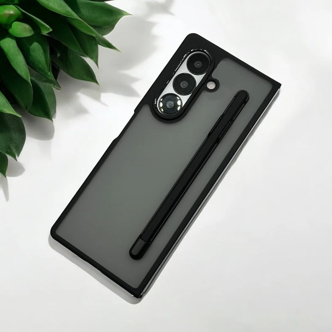 Samsung Galaxy Z Fold7 S-Pen Case, Smoky Anti-Fingerprint Hybrid Case with Hinge Protection S-Pen Cover