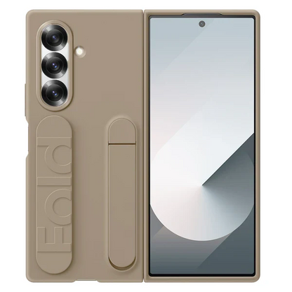 Samsung Galaxy Z Fold7 Skin Feel Silicon Case with Kickstand & Band - Sand