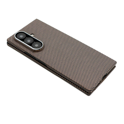 Samsung Galaxy Z Fold7 Real Carbon Fiber Case, 0.5mm Super Slim Original SLIVA Carbon Fiber with Magsafe - Brown