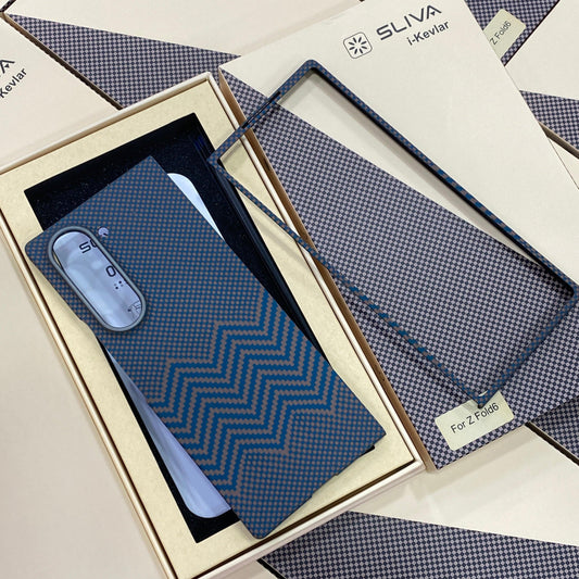 Samsung Galaxy Z Fold6 Carbon Fiber Case, 0.5mm Super Slim Original SLIVA Real Carbon Fiber - Blue Waves