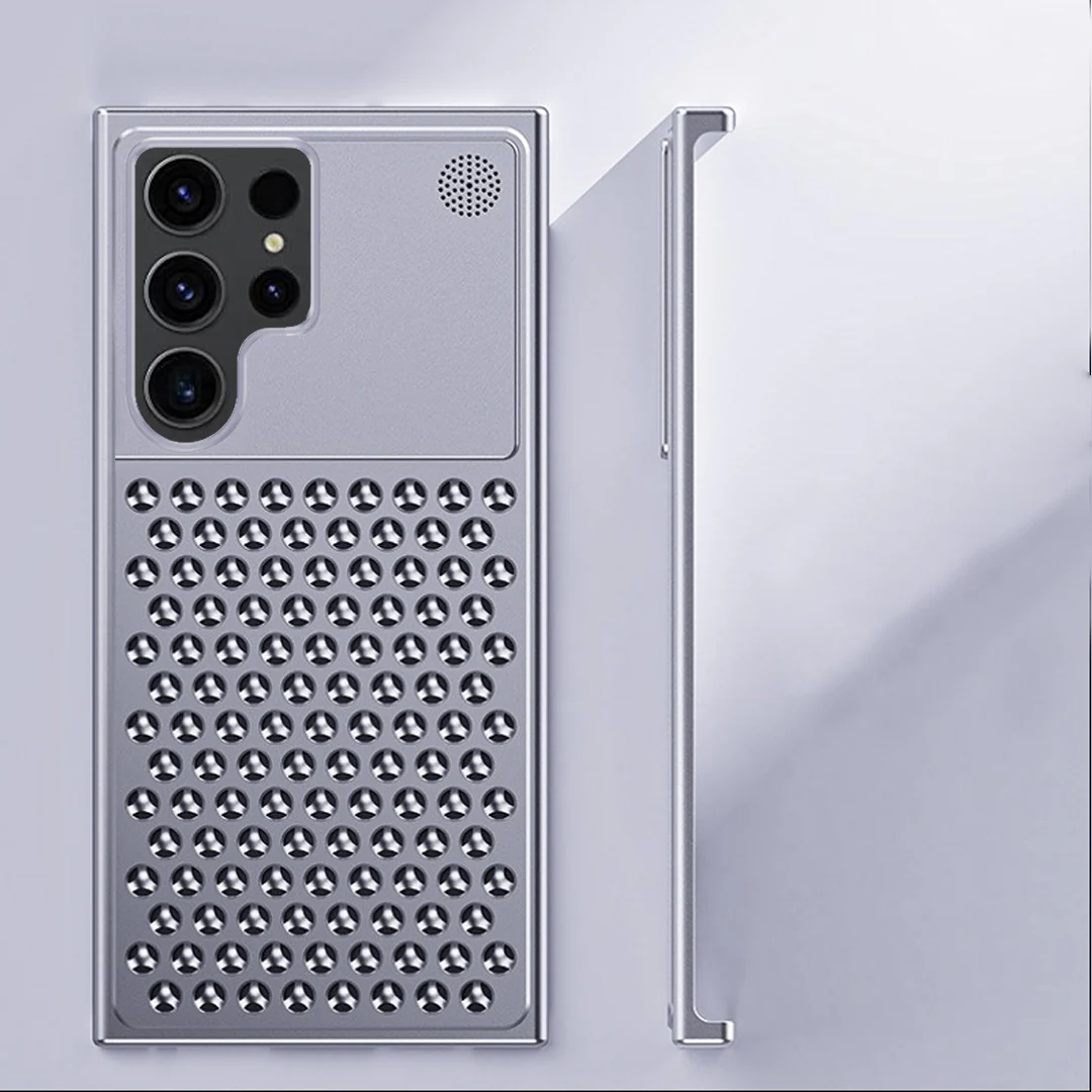 Samsung Galaxy S24 Ultra Heat Dissipation Aluminum Alloy Lens Half Pack Aromatherapy Cooling Case - Grey