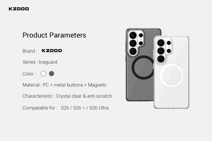 Samsung Galaxy S26 Ultra Kzdoo ICEGUARD Series Magsafe Case, Crystal Clear Anti-Yellow Anti Scratch