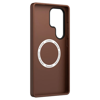 Samsung Galaxy S26 Ultra Youngkit Leather Case, Matte Leather Finish Youngkit Tech Leather with Magsafe - Brown