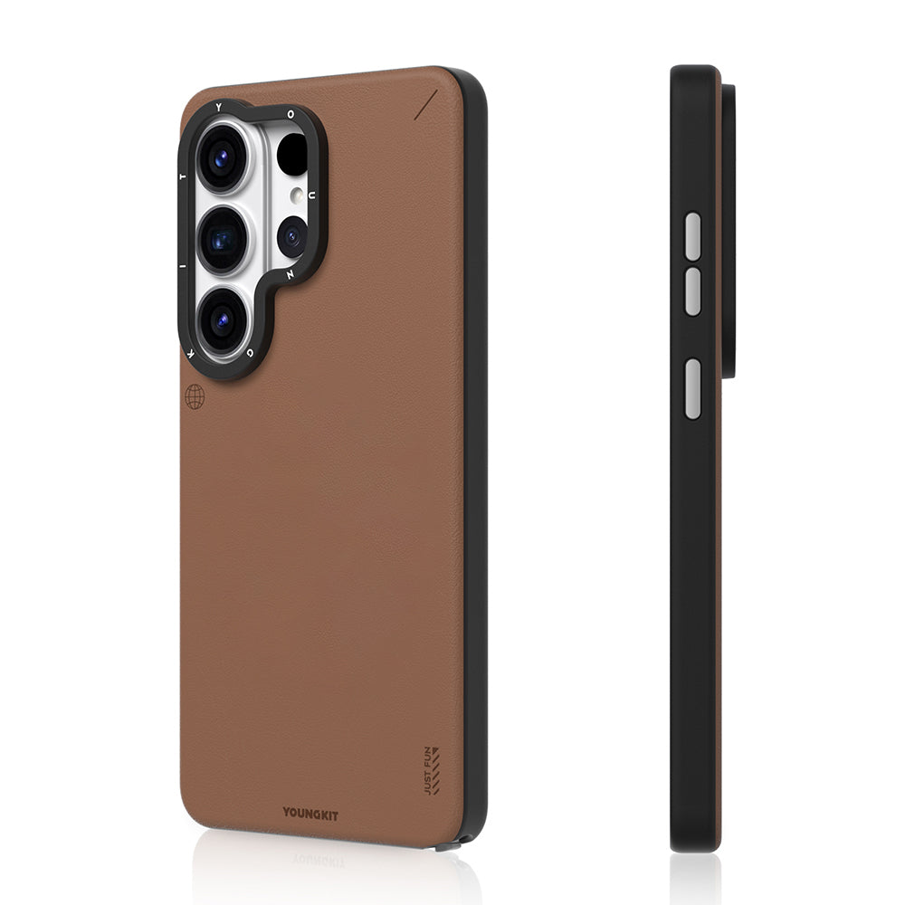 Samsung Galaxy S26 Ultra Youngkit Leather Case, Matte Leather Finish Youngkit Tech Leather with Magsafe - Brown