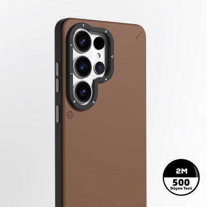 Samsung Galaxy S26 Ultra Youngkit Leather Case, Matte Leather Finish Youngkit Tech Leather with Magsafe - Brown