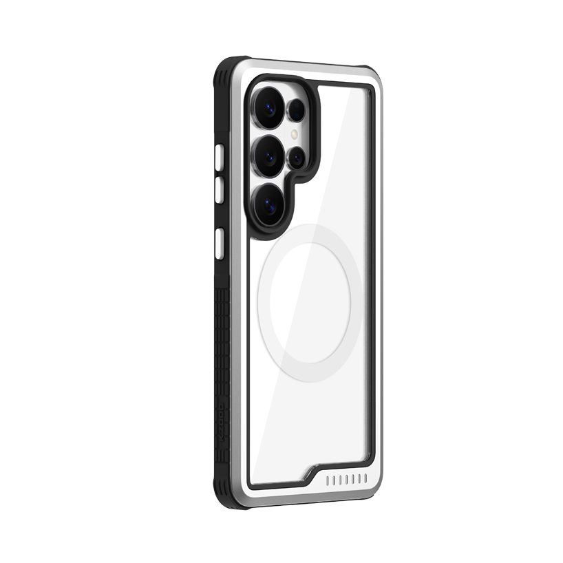 Samsung Galaxy S26 Ultra Kzdoo "Mag ARCE SPORT" Series Anti-Yellowing Magsafe Case - Silver