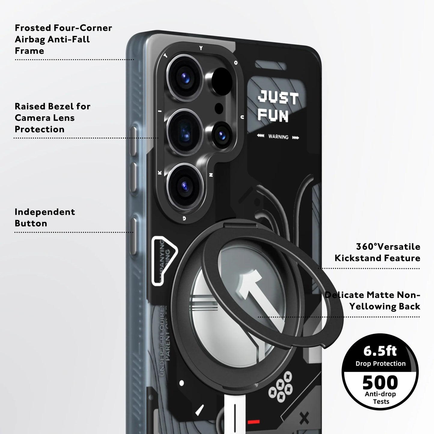 Samsung Galaxy S26 Ultra Youngkit Case, Cyberpunk 360° Spin Magnetic Stand Case - Black