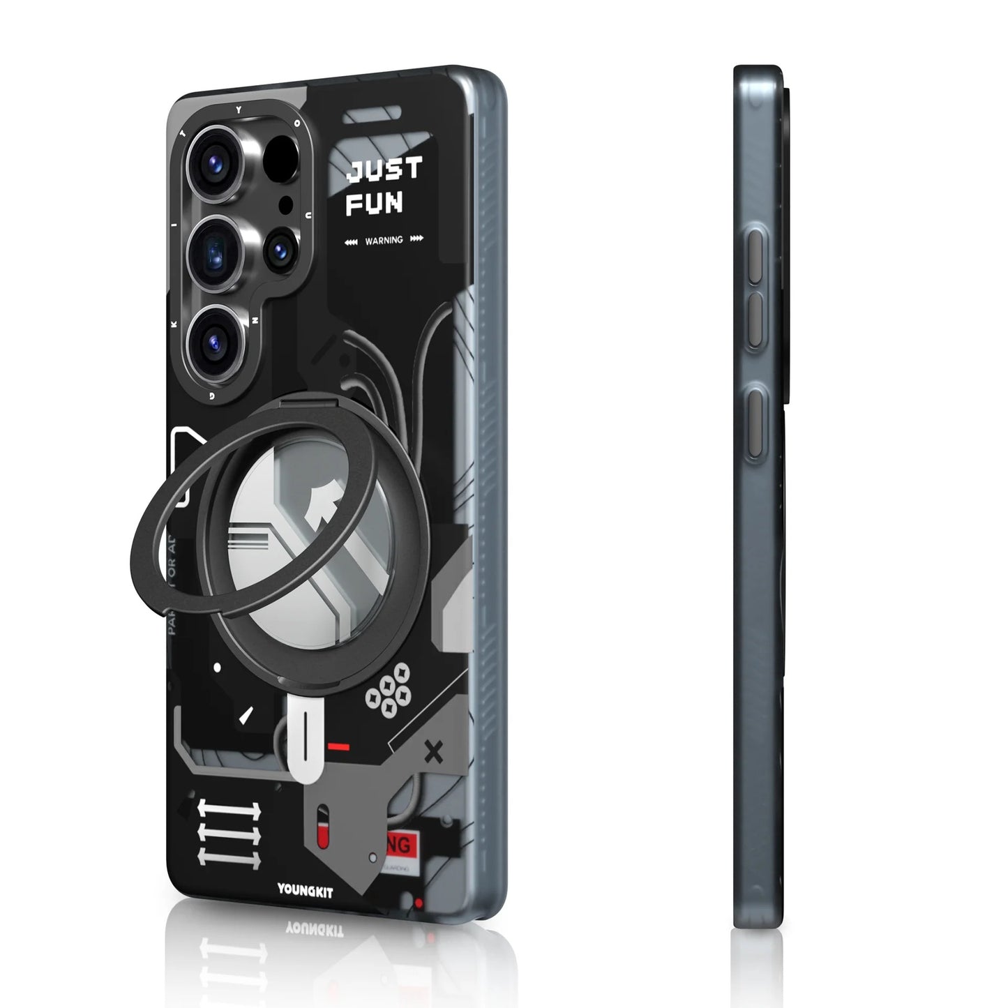 Samsung Galaxy S26 Ultra Youngkit Case, Cyberpunk 360° Spin Magnetic Stand Case - Black