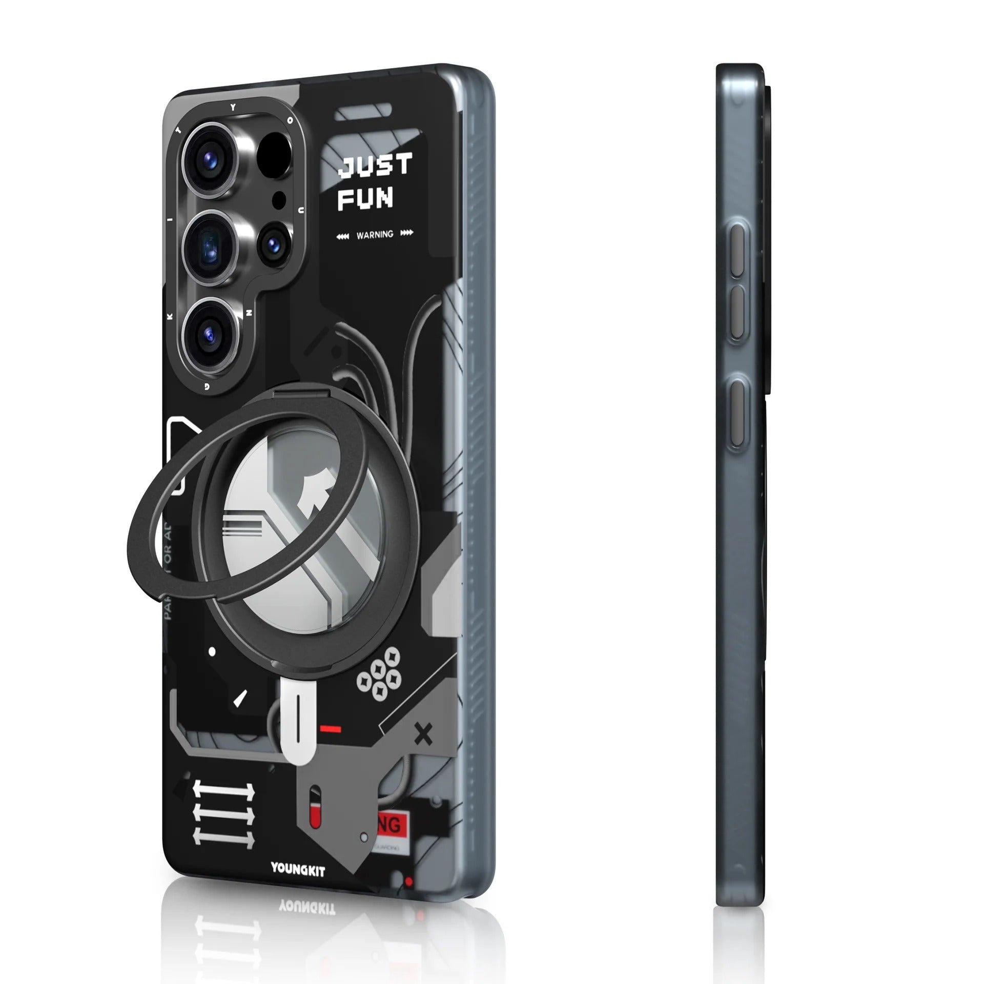 Samsung Galaxy S26 Ultra Youngkit Case, Cyberpunk 360° Spin Magnetic Stand Case - Black