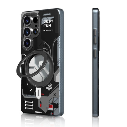 Samsung Galaxy S26 Ultra Youngkit Case, Cyberpunk 360° Spin Magnetic Stand Case - Black