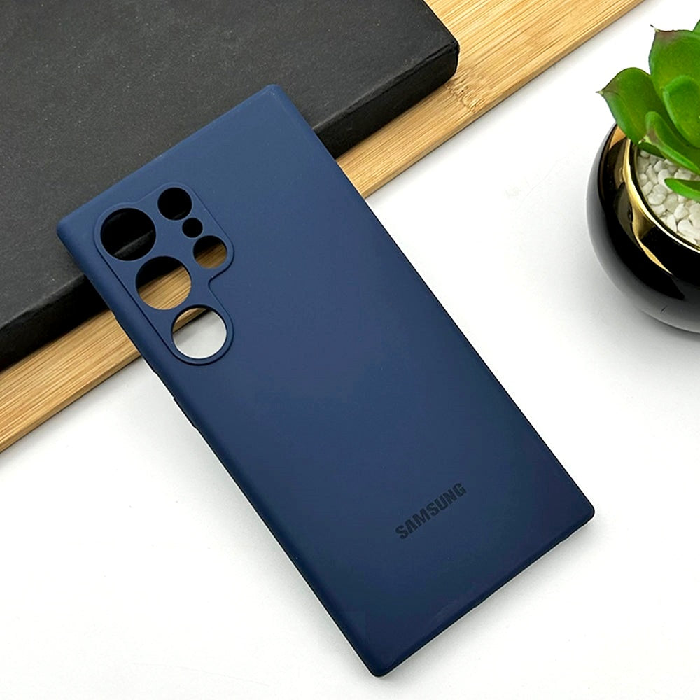 Samsung Galaxy S24 Ultra Soft Silky Liquid Silicon Case With Logo