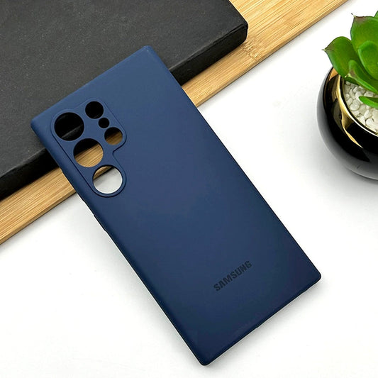 Samsung Galaxy S23 Ultra Original Flexible Matte Liquid Silicon Case With Logo - Blue