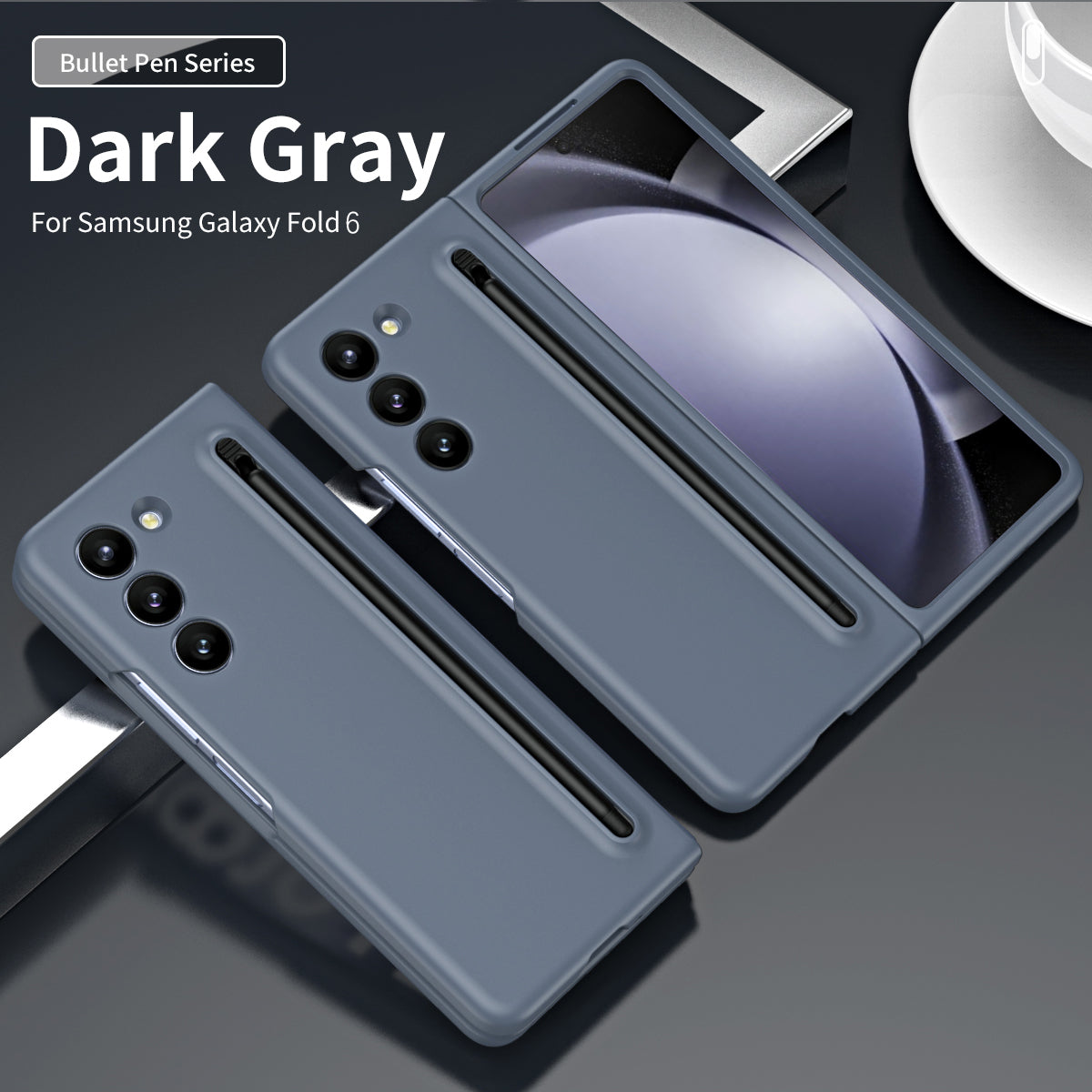 Samsung Galaxy Z Fold 6 Silky Liquid PC Matte S-Pen Case - Dark Grey