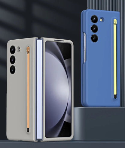 Samsung Galaxy Z Fold6 Silky Liquid PC Matte S-Pen Case (With Front Glass) - Blue