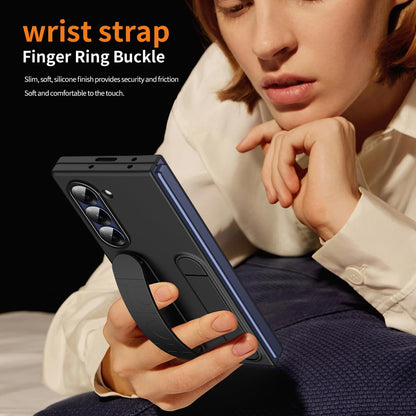 Samsung Z Fold8 Ultra Skin Feel Silicon Case with Kickstand & Band in Built Front Glass - Black