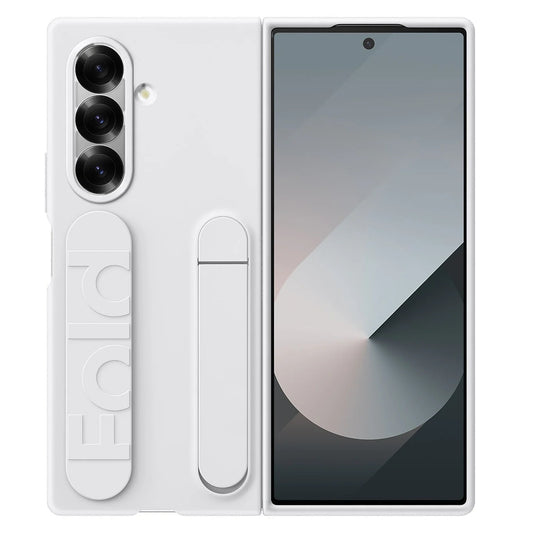 Samsung Galaxy Z Fold7 Skin Feel Silicon Case with Kickstand & Band in Built Front Glass - White