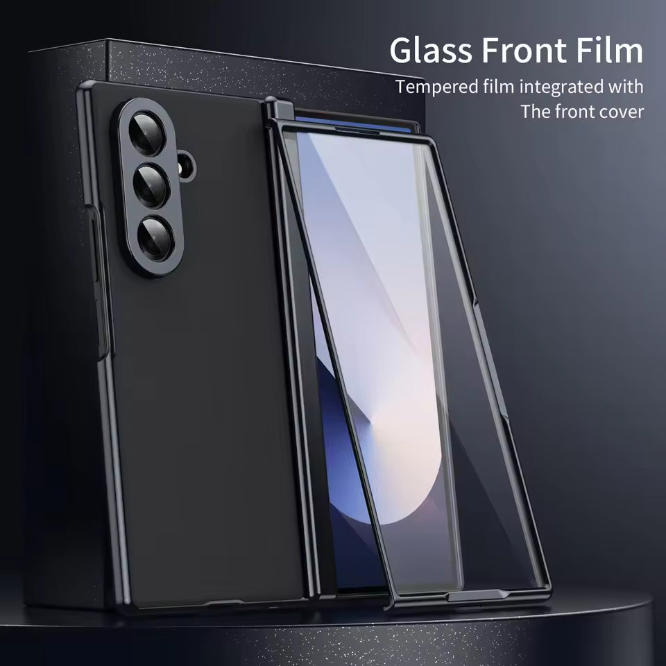 Samsung Galaxy Z Fold7 Skin Feel Electroplating Matte Finish with Hinge Protection & Front Glass - Blue