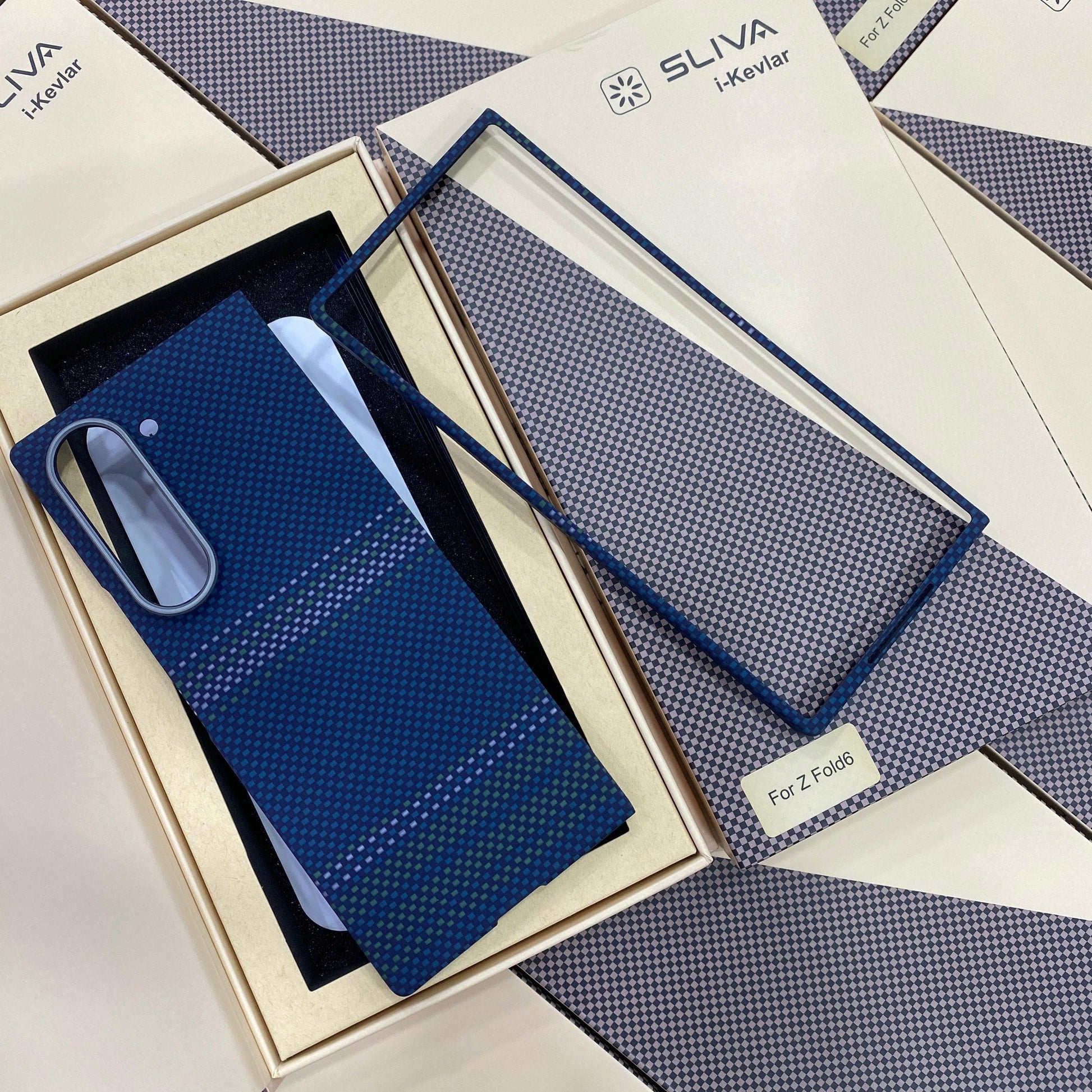 Samsung Galaxy Z Fold6 Carbon Fiber Case, 0.5mm Super Slim Original SLIVA Real Carbon Fiber - Blue