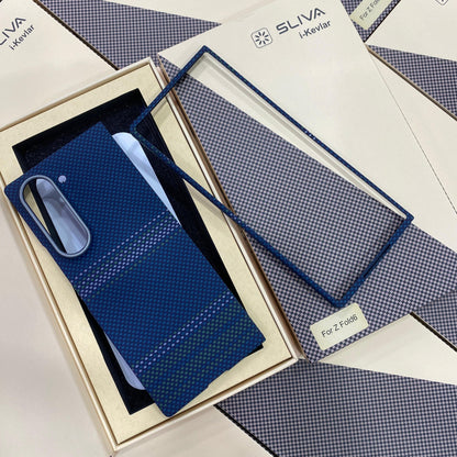 Samsung Galaxy Z Fold6 Carbon Fiber Case, 0.5mm Super Slim Original SLIVA Real Carbon Fiber - Blue
