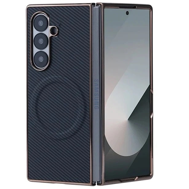 Samsung Galaxy Z Fold7 Carbon Texture Copper Electroplating Case with Magsafe - Black