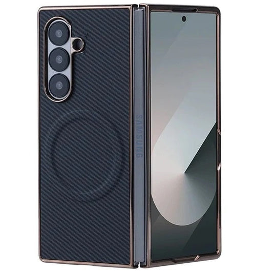 Samsung Galaxy Z Fold7 Carbon Texture Copper Electroplating Case with Magsafe - Black