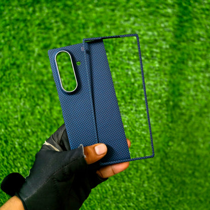 Samsung Galaxy Z Fold7 Real Carbon Fiber Case, 0.5mm Super Slim Original SLIVA Carbon Fiber with Magsafe - Blue