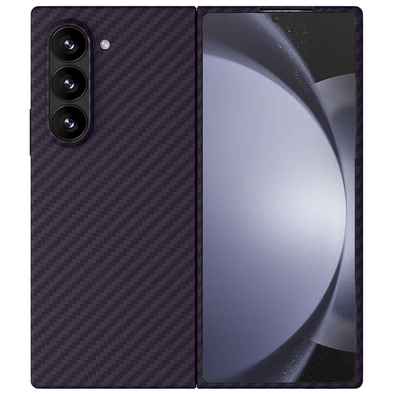 Samsung Galaxy Z Fold 6 0.6mm Super Slim Carbon Texture Aramid Fiber Case - Purple