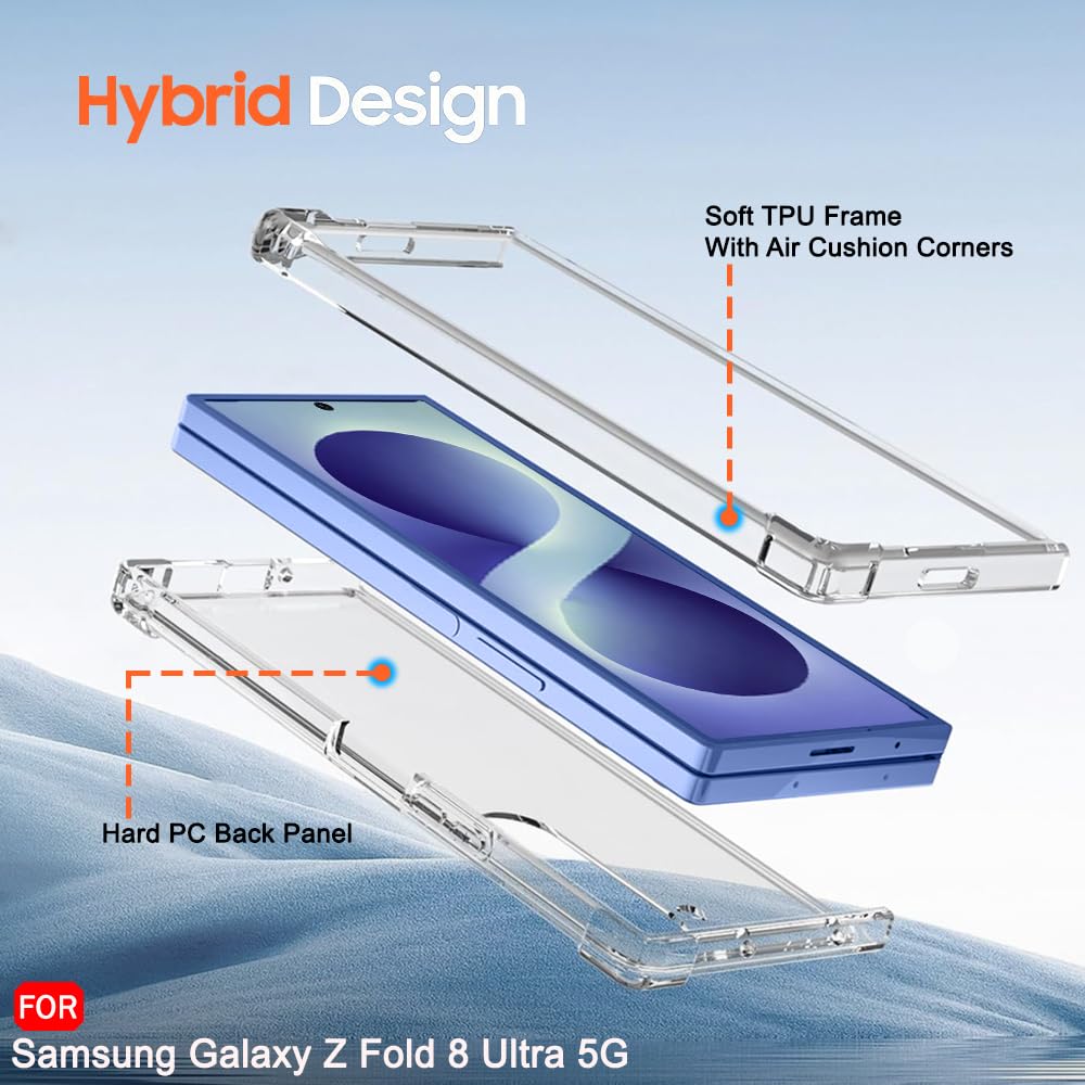Samsung Z Fold8 Ultra Transparent Case, Cristal Clear Soft TPU Raised Corner Edges
