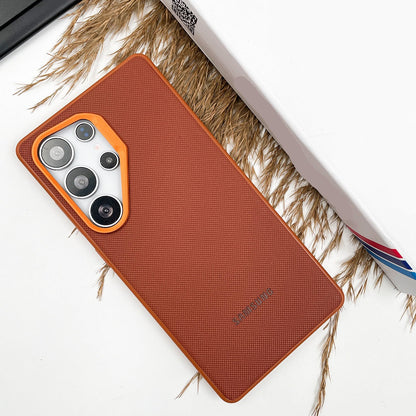 Samsung Galaxy S24 Ultra Leather Case, Signature Luxury Doted Vegan Leather Case - Brown