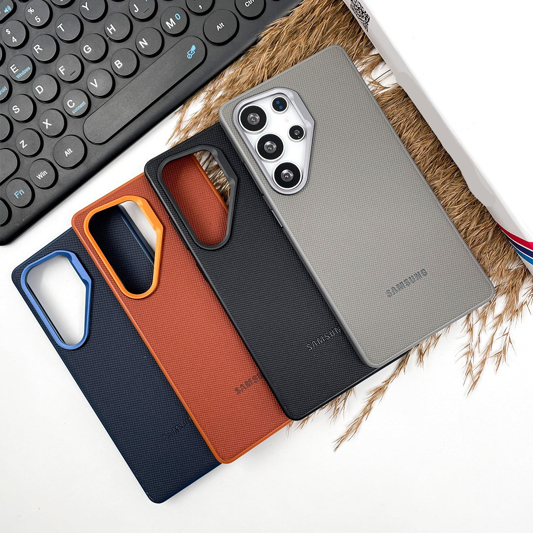 Samsung Galaxy S24 Ultra Leather Case, Signature Luxury Doted Vegan Leather Case - Black