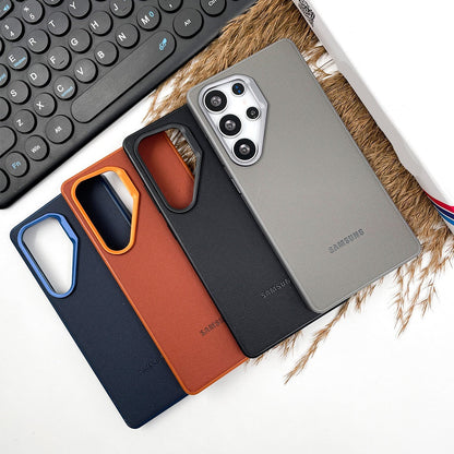 Samsung Galaxy S24 Ultra Leather Case, Signature Luxury Doted Vegan Leather Case - Black