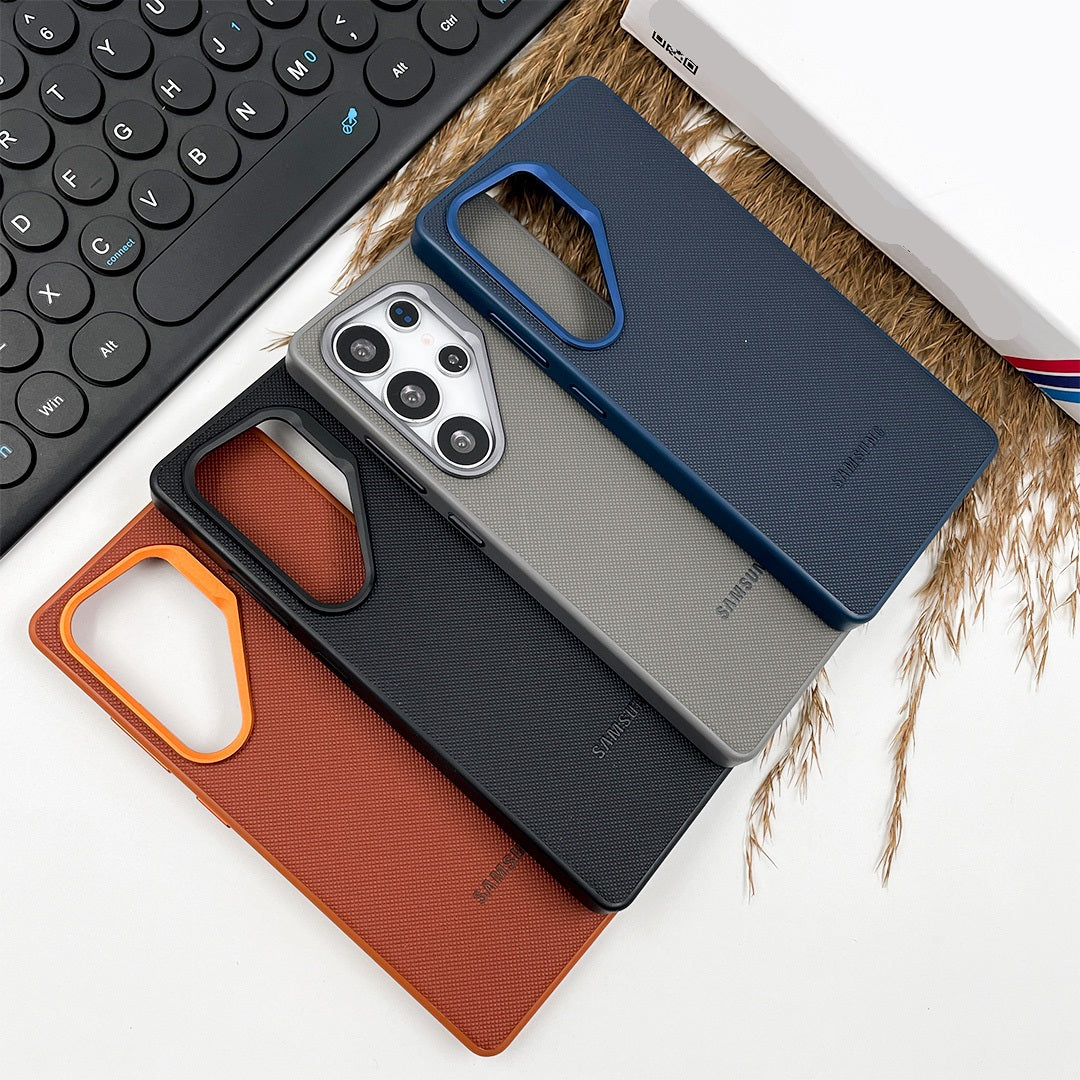 Samsung Galaxy S24 Ultra Leather Case, Signature Luxury Doted Vegan Leather Case - Black