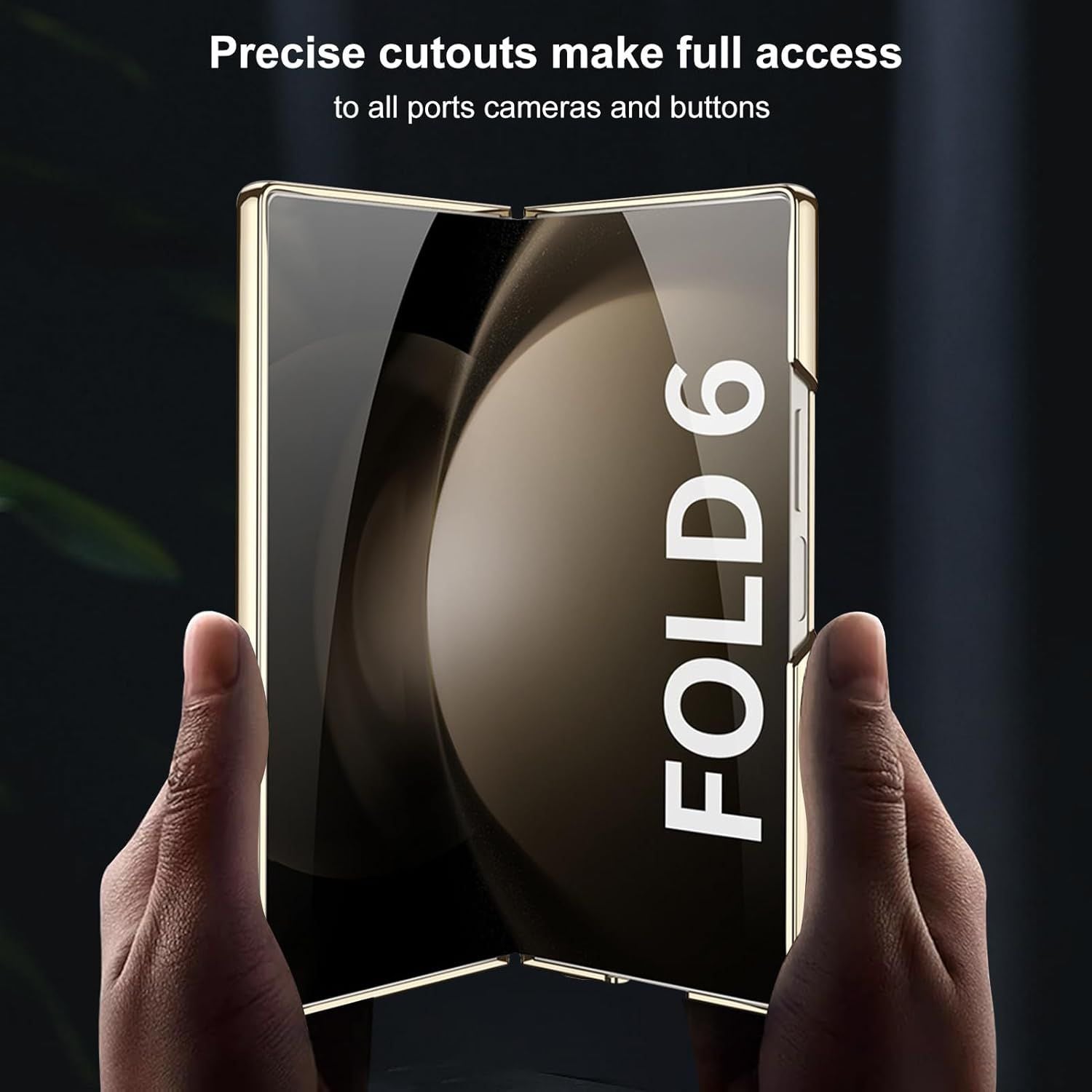 Samsung Galaxy Z Fold 6 Original GKK Glossy Deer Glass Case with Front Glass - Black Deer