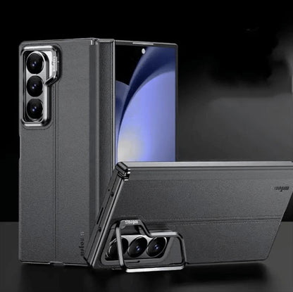 Samsung Galaxy Z Fold 6 Genuine Leather Magsafe Case with Metal Kickstand & Hinge Protection (No Front)