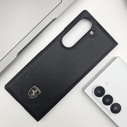 Samsung Galaxy Z Fold 6 Leather FR Logo Case Sport Car Design - Lilac / Black