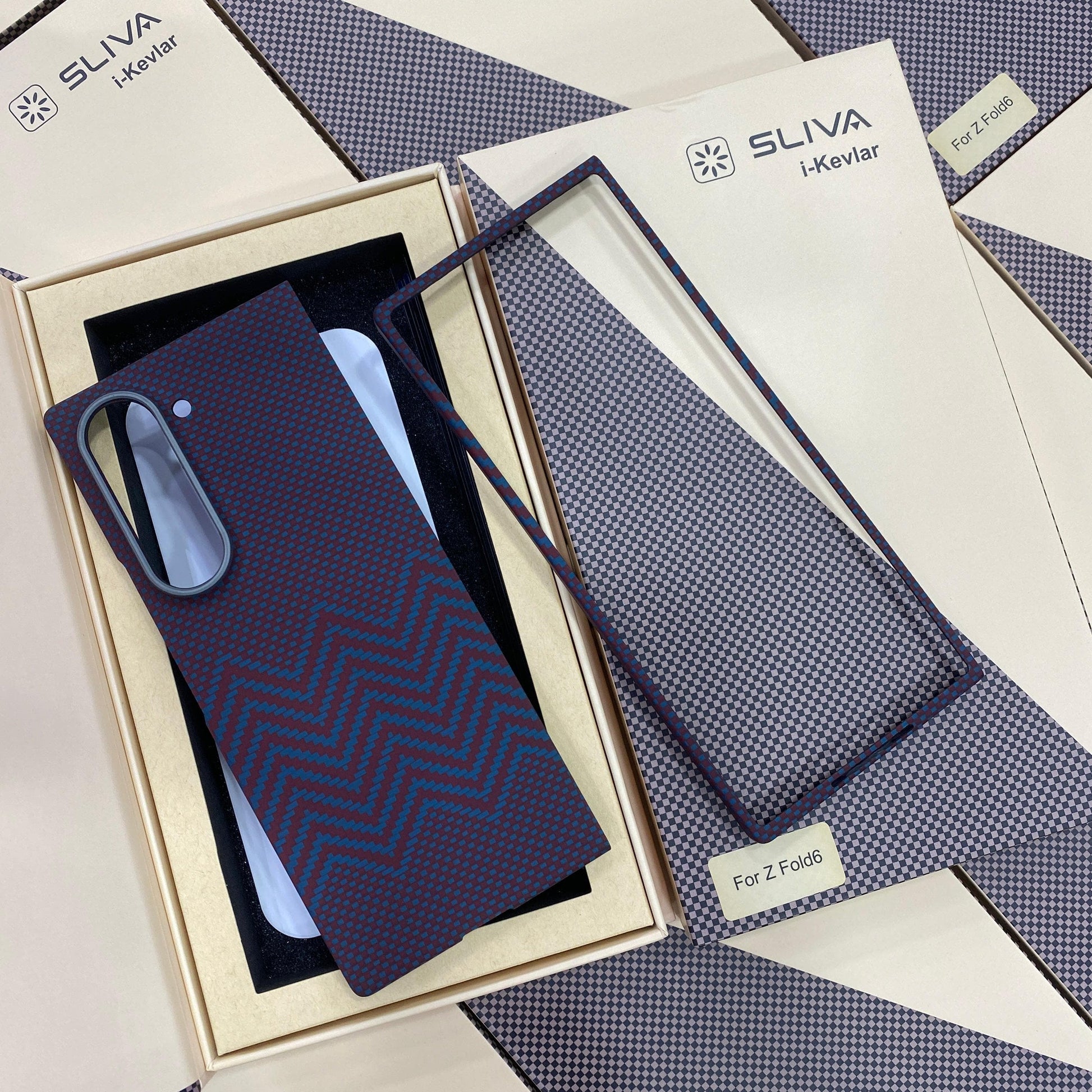 Samsung Galaxy Z Fold6 Carbon Fiber Case, 0.5mm Super Slim Original SLIVA Carbon Fiber - Wine