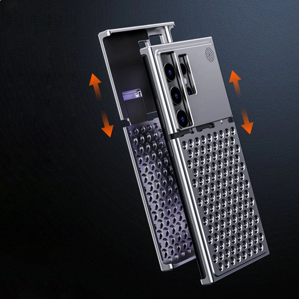 Samsung Galaxy S24 Ultra Heat Dissipation Aluminum Alloy Lens Half Pack Aromatherapy Cooling Case - Grey