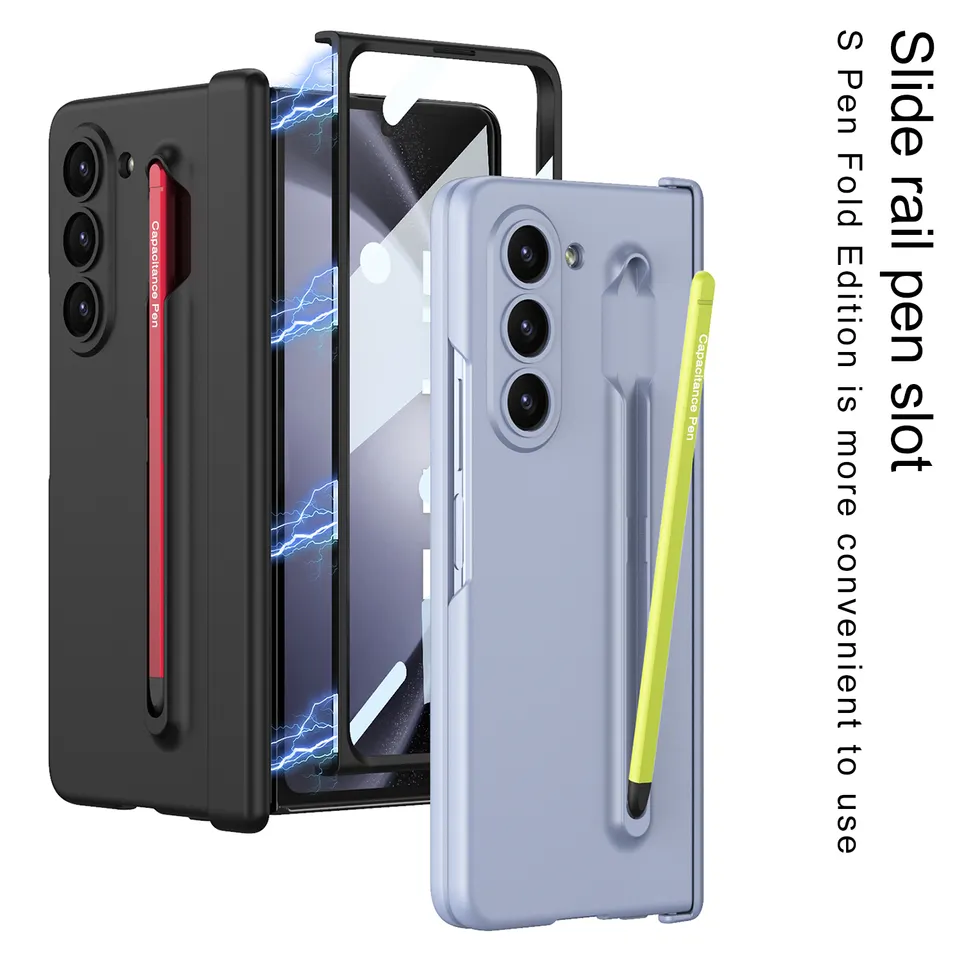 Samsung Galaxy Z Fold 6 PC Matte Hard Case with Hinge Protection Black S-Pen - Black