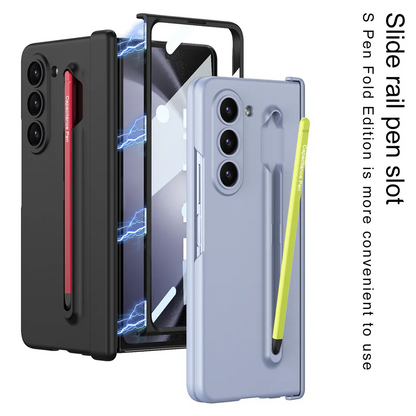 Samsung Galaxy Z Fold 6 PC Matte Hard Case with Hinge Protection Black S-Pen - Black