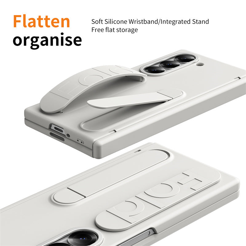 Samsung Galaxy Z Fold6 Silicon Case with Kickstand & Band Hinge Protection - Black