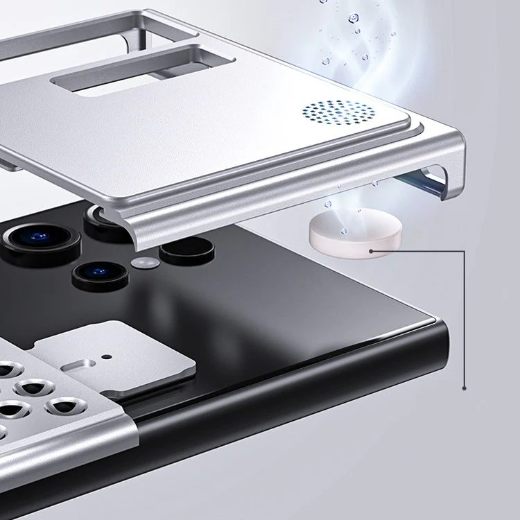 Samsung Galaxy S24 Ultra Heat Dissipation Aluminum Alloy Lens Half Pack Aromatherapy Cooling Case - Grey