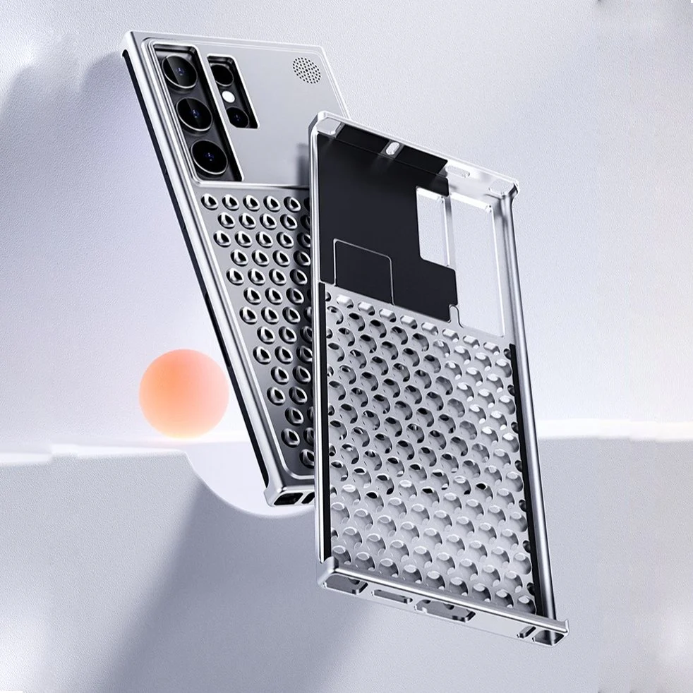 Samsung Galaxy S24 Ultra Heat Dissipation Aluminum Alloy Lens Half Pack Aromatherapy Cooling Case - Grey