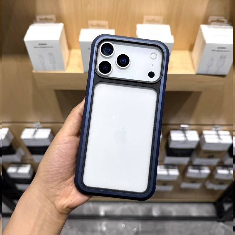 iPhone 17 Pro Max Kzdoo ARCE Case Series Aluminum Bumper Transparent Back Cover - Blue