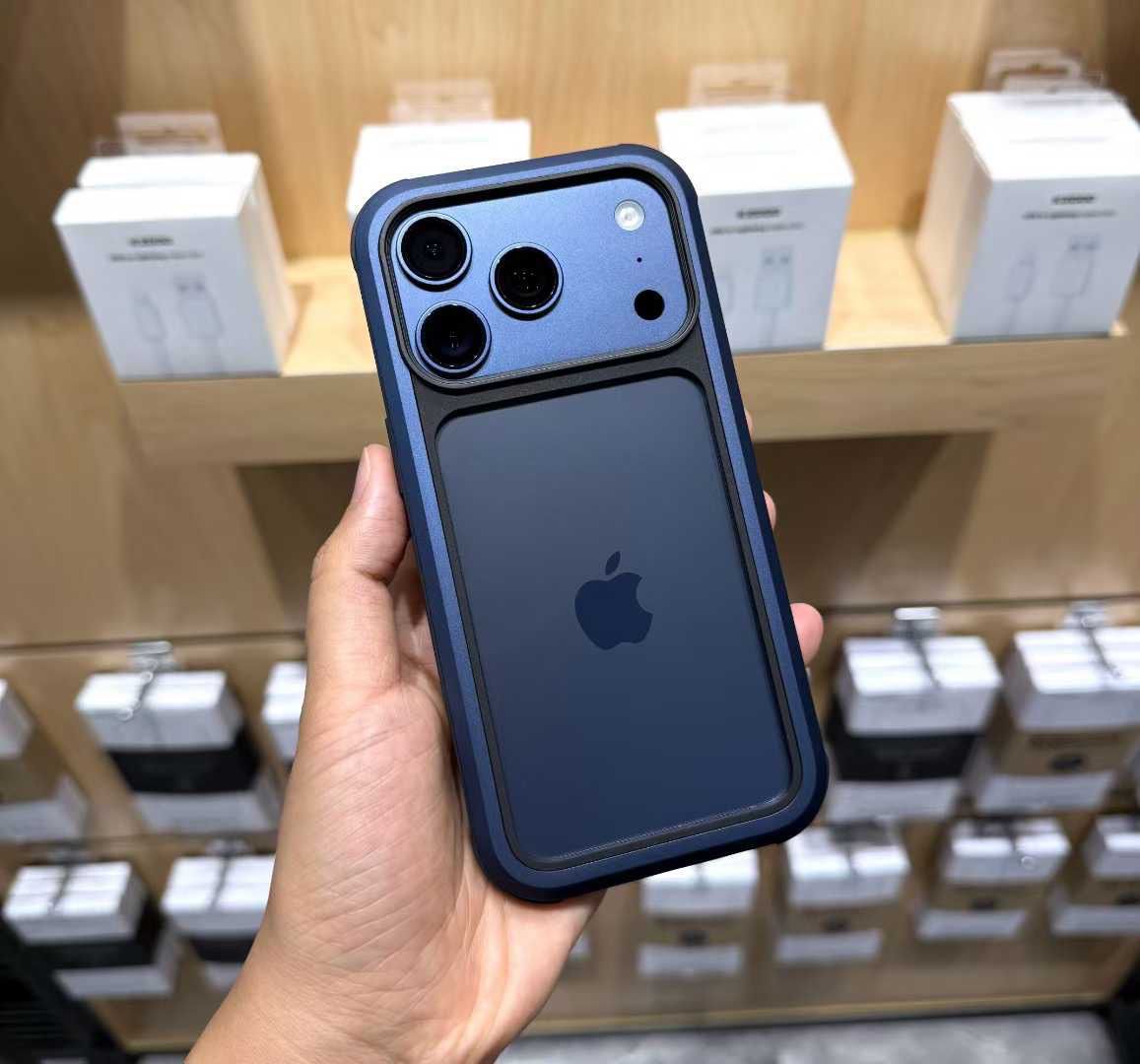 iPhone 17 Pro Max Kzdoo ARCE Case Series Aluminum Bumper Transparent Back Cover - Blue