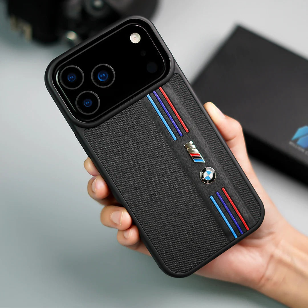 iPhone 17 Pro BMW Case, BMW M-Sport Performance Series Leather Back cover - Black
