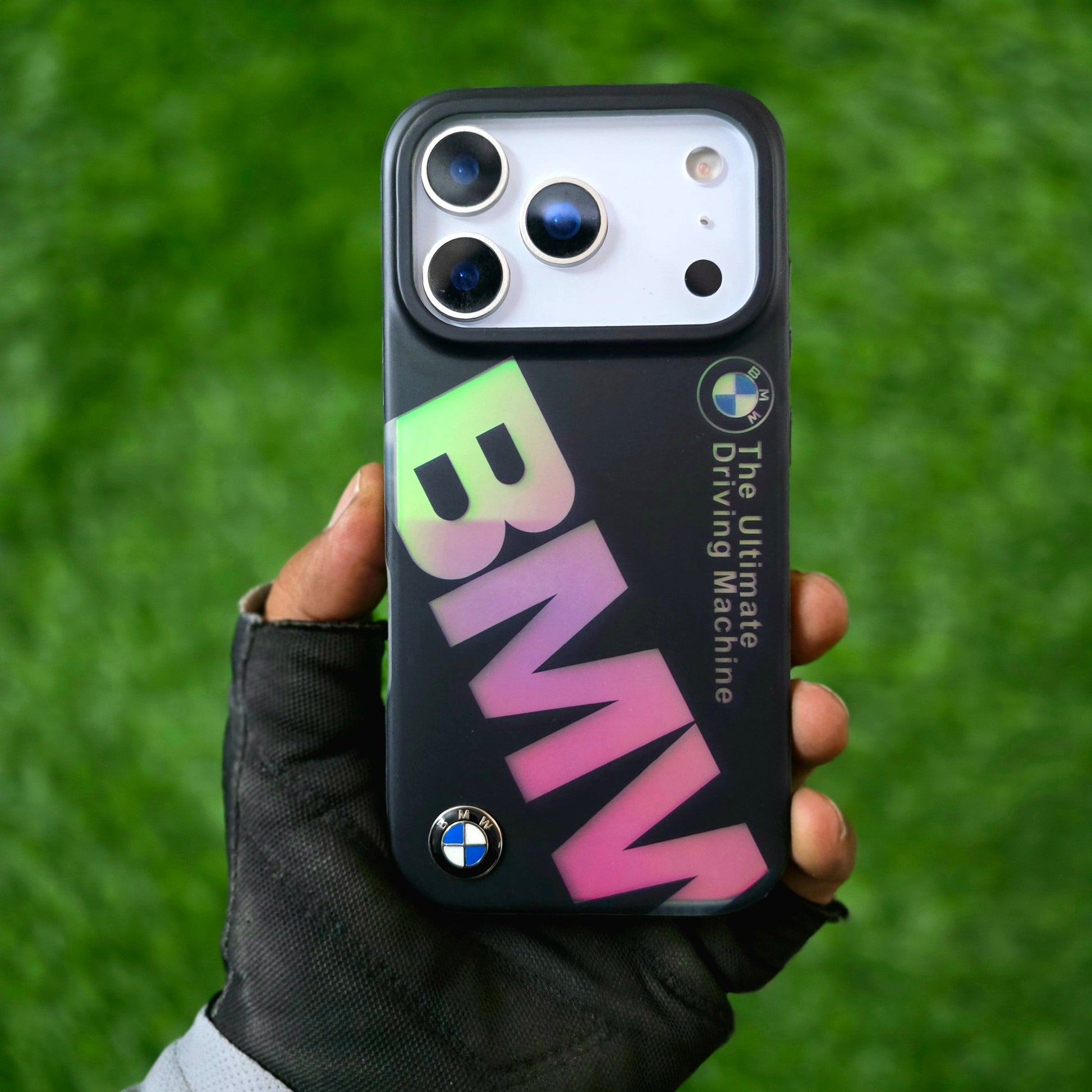 iPhone 17 Pro BMW Case, Multi Changing Color Case with Real Logo - Black