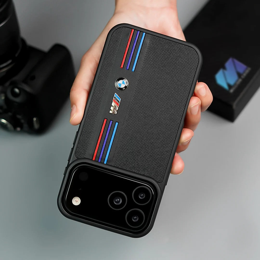 iPhone 17 Pro BMW Case, BMW M-Sport Performance Series Leather Back cover - Black