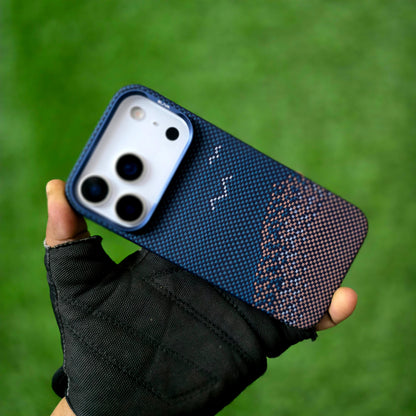 iPhone 17 Pro 0.4mm Thin Original SLIVA Real Aramid Carbon Fiber Case with Magsafe - Brown-Blue